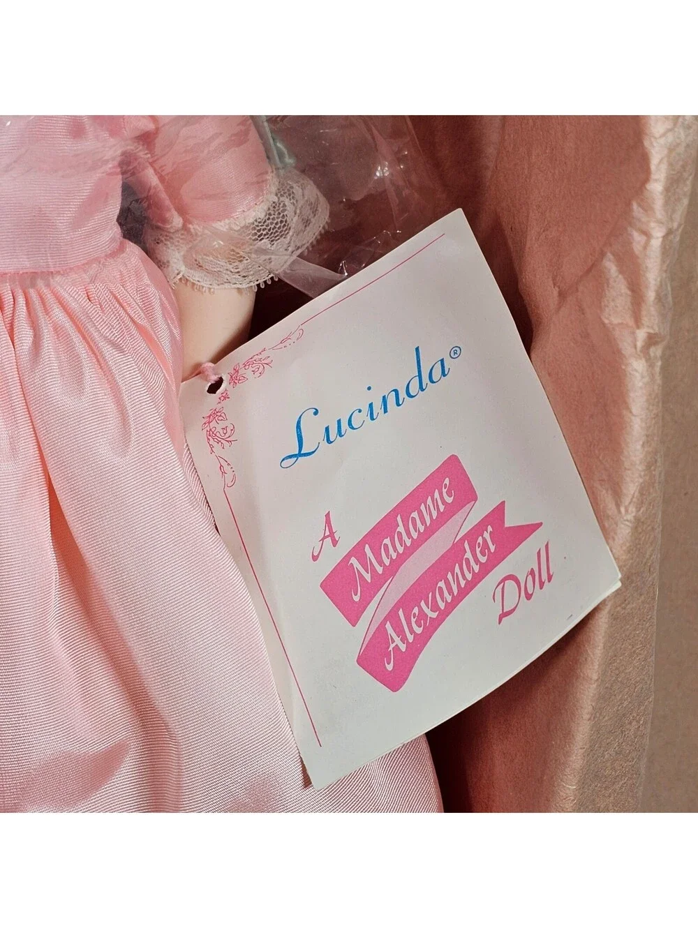 Madame Alexander Lucinda Doll 1535 Vintage Pink Dress Umbrella 1985 NIB Receipt